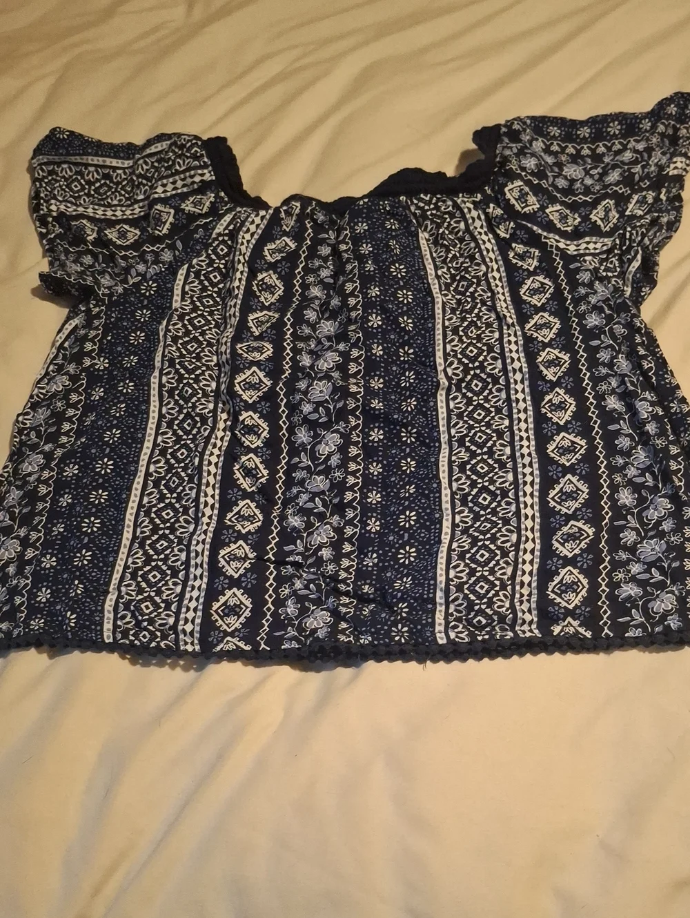 Girl's Justice Blue And White Boho Blouse